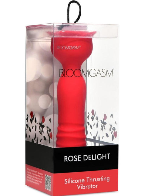 Bloomgasm Rose Delight Rechargeable Silicone Thrusting Vibrator - Red