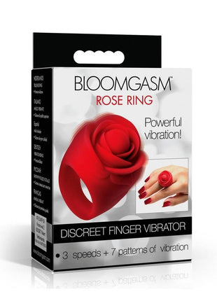 Bloomgasm Rose Ring Rechargeable Silicone Finger Vibrator - Red