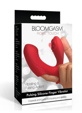 Bloomgasm Rose Touch Pulsing Rechargeable Silicone Finger Vibrator - Red