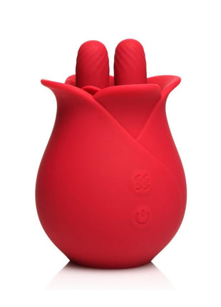 Bloomgasm The Rose Fondle 10x Silicone Rechargeable Massaging Rose Clit Stimulator - Red