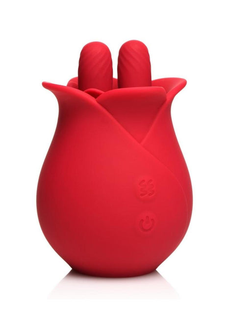 Bloomgasm The Rose Fondle 10x Silicone Rechargeable Massaging Rose Clit Stimulator - Red