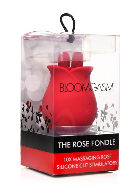 Bloomgasm The Rose Fondle 10x Silicone Rechargeable Massaging Rose Clit Stimulator - Red