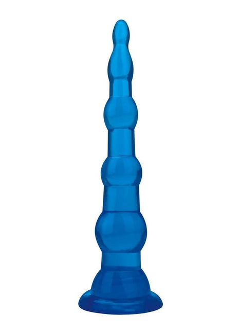 Blue Line Anal Beads with Suction Cup - Blue - 6.75in