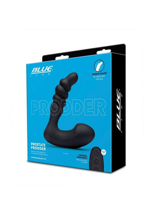 Blue Line Prodder Silicone Rechargeable Sphincter Training Remote Controlled Prostate Stimulator - Black