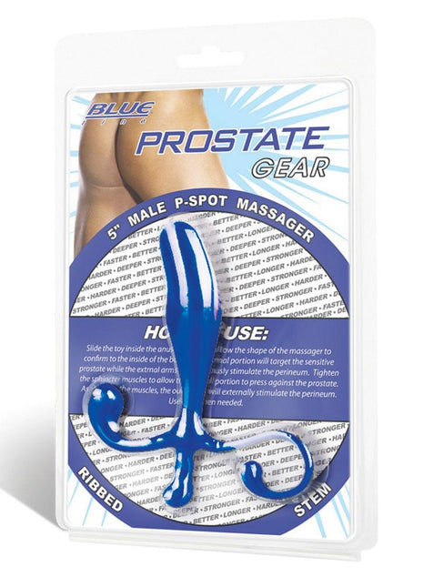 Blue Line Prostate Gear Male P-Spot Massager - Blue - 5in