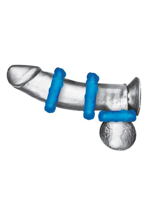 Blue Line Ribbed Rider Cock Ring