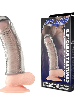 6.5" Clear Textured Penis Sleeve Extension