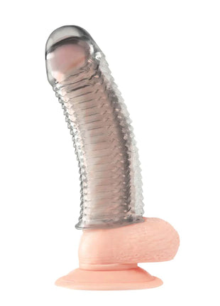 6.5" Clear Textured Penis Sleeve Extension