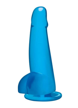 Blue Line Suction Cup Dildo with Balls - Blue - 5.75in