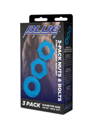Blue Line Nuts & Bolts Stretch Cock Ring
