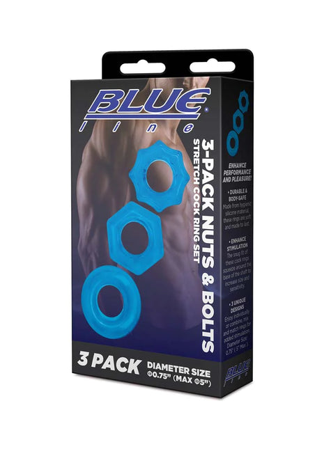 Blue Line Nuts & Bolts Stretch Cock Ring