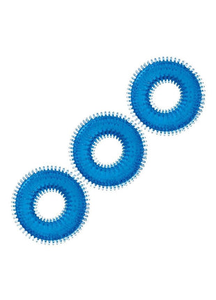 Blue Line Ultra-Slim Stretch Cock Rings - Blue - 3 Pack