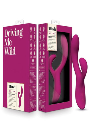 Quinn Rechargeable Silicone Rabbit Vibrator - Burgundy/Red