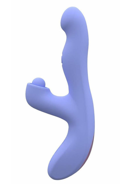 Blush Collection Simone Rechargeable Silicone Tapping Rabbit Vibrator - Blue