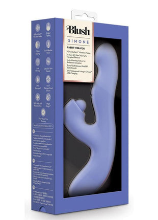 Blush Collection Simone Rechargeable Silicone Tapping Rabbit Vibrator - Blue