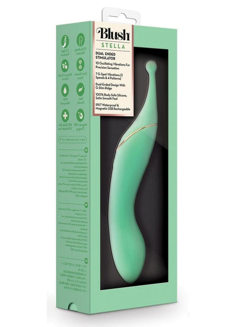 Blush Collection Stella Rechargeable Silicone Dual End Vibrator - Green
