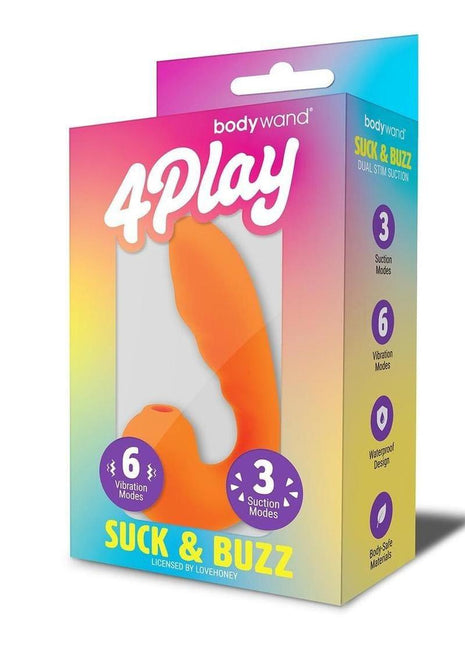Bodywand 4play Suck and Buzz Rechargeable Clitoral Stimulator - Orange