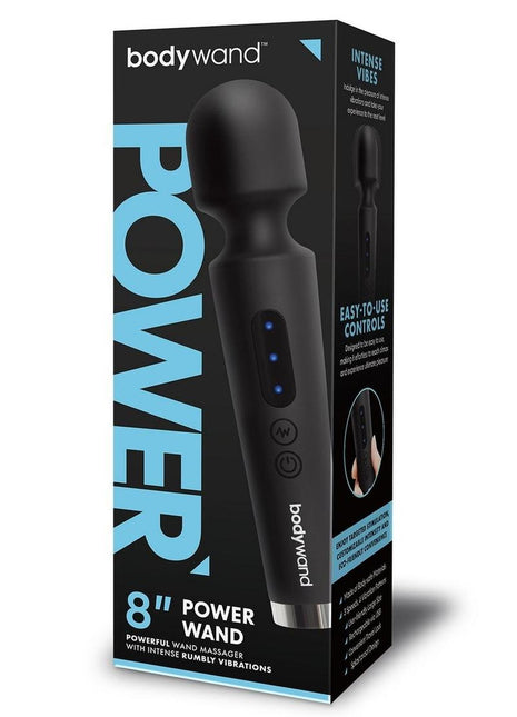 Bodywand Power Wand Rechargeable Silicone Wand Massager - Black - 8in