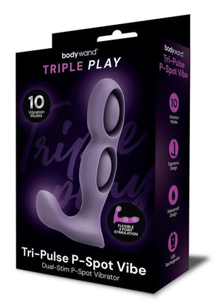 Bodywand Triple Play Tri-Pulse P-Spot Vibe Rechargeable Silicone Dual-Stim Prostate Vibrator - Purple