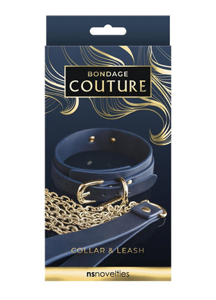 Bondage Couture Collar and Leash - Blue