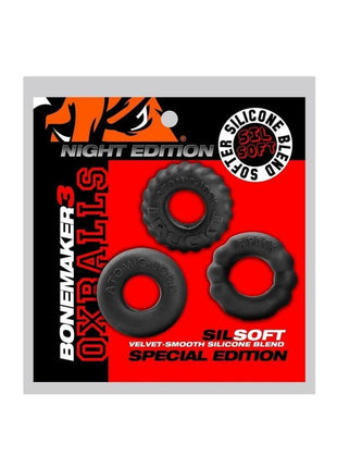 Bonemaker Cockrings Night Edition - Black - 3 Per Pack