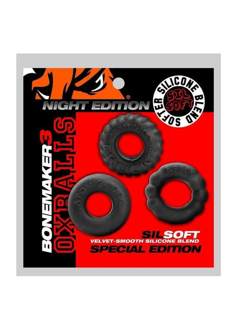 Bonemaker Cockrings Night Edition - Black - 3 Per Pack