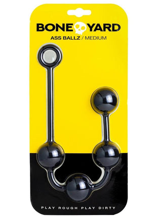 Boneyard Ass Ballz Silicone Anal Beads - Black - Medium