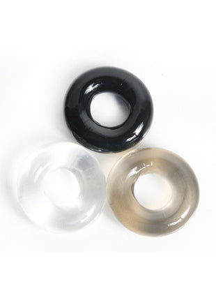 Boneyard Triple Play Stackable Bulge Cock Rings - Assorted Colors/Black - Set Of 3