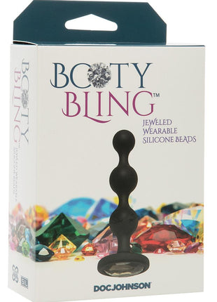 Booty Bling Jeweled Silicone Anal Beads - Silver