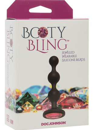 Booty Bling Jeweled Silicone Anal Beads - Pink