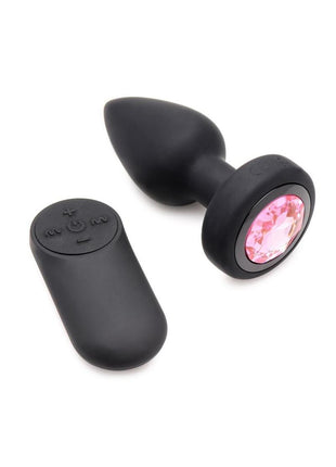 Booty Sparks 28x Rechargeable Silicone Vibrating Gem Anal Plug with Remote Control - Pink - Small