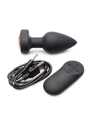 Booty Sparks 28x Rechargeable Silicone Vibrating Heart Anal Plug with Remote Control