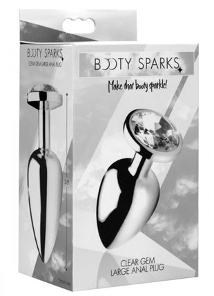 Booty Sparks Clear Gem Large Anal Plug - Clear/Metal - Large