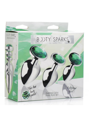 Booty Sparks Emerald Gem Anal Plug - Green - Set