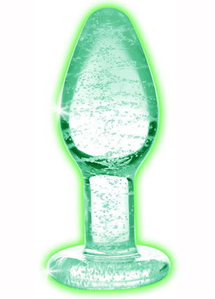 Booty Sparks Glow In The Dark Glass Anal Plug - Clear/Glow In The Dark - Small