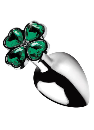 Booty Sparks Lucky Clover Gem Large Anal Plug - Green - Large