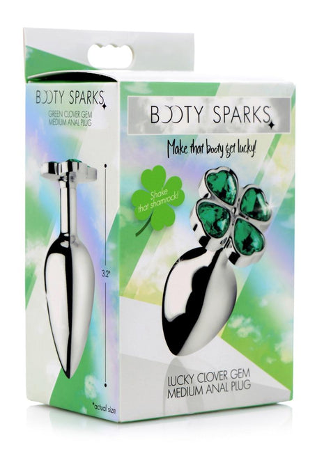 Booty Sparks Lucky Clover Gem Medium Anal Plug - Green - Medium