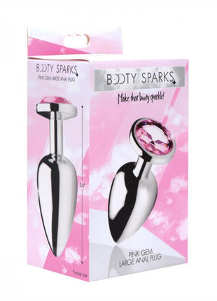 Booty Sparks Pink Gem Large Anal Plug - Metal/Pink - Large