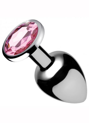 Booty Sparks Pink Gem Medium Anal Plug - Metal/Pink - Medium