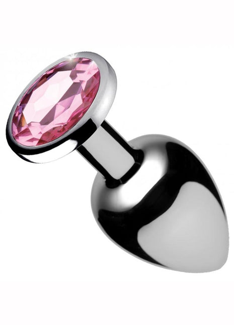 Booty Sparks Pink Gem Medium Anal Plug - Metal/Pink - Medium