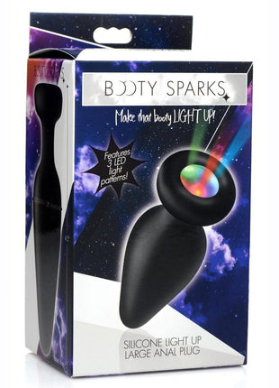 Booty Sparks Silicone Light-Up Anal Plug - Black - Large