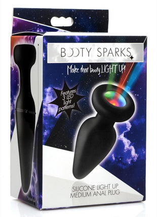 Booty Sparks Silicone Light-Up Anal Plug - Black - Medium