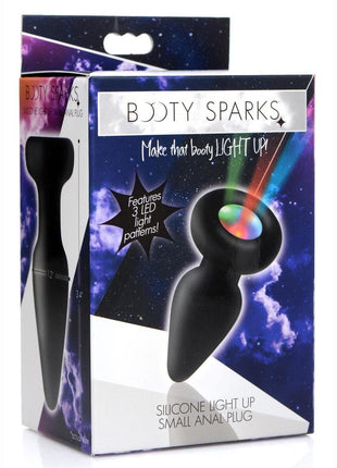 Booty Sparks Silicone Light-Up Anal Plug - Black - Small