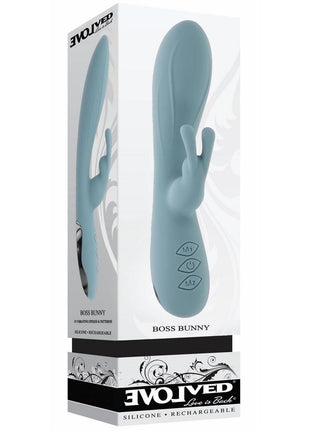 Boss Bunny Rechargeable Silicone Rabbit Vibrator - Blue