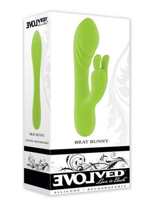 Brat Bunny Rechargeable Silicone Rabbit Vibrator - Green