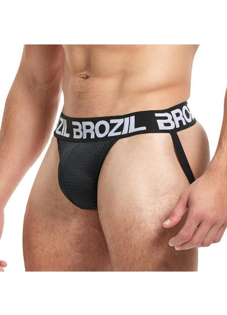 Brozil Ultra Bulge Enhancing Jockstrap - Black - Large/XLarge
