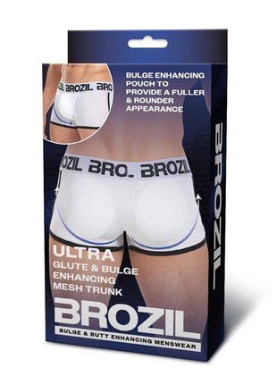 Brozil Ultra Glute and Bulge Enhancing Mesh Trunk - White - Large/XLarge