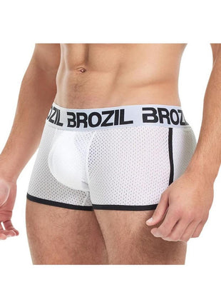 Brozil Ultra Glute and Bulge Enhancing Mesh Trunk - White - Large/XLarge