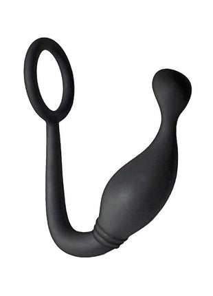 Butts Up P-Spot Pleasure Silicone Anal Plug and Cock Ring - Black