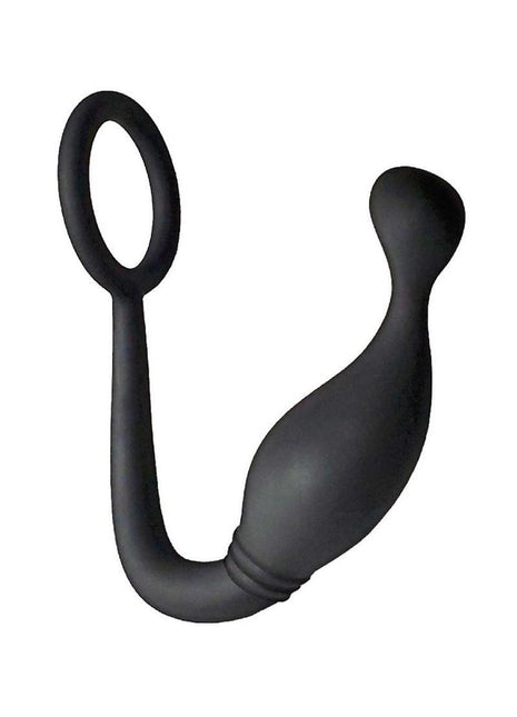 Butts Up P-Spot Pleasure Silicone Anal Plug and Cock Ring - Black